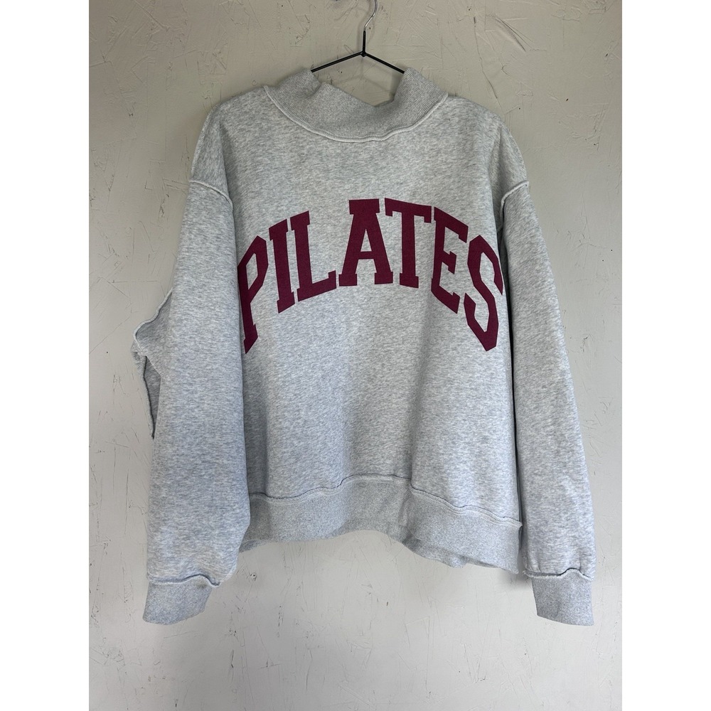 BUCKETLIST Pilates & Yoga Mock Neck Reversible Sweatshirt Size S/M Gray & Red - Picture 3 of 8